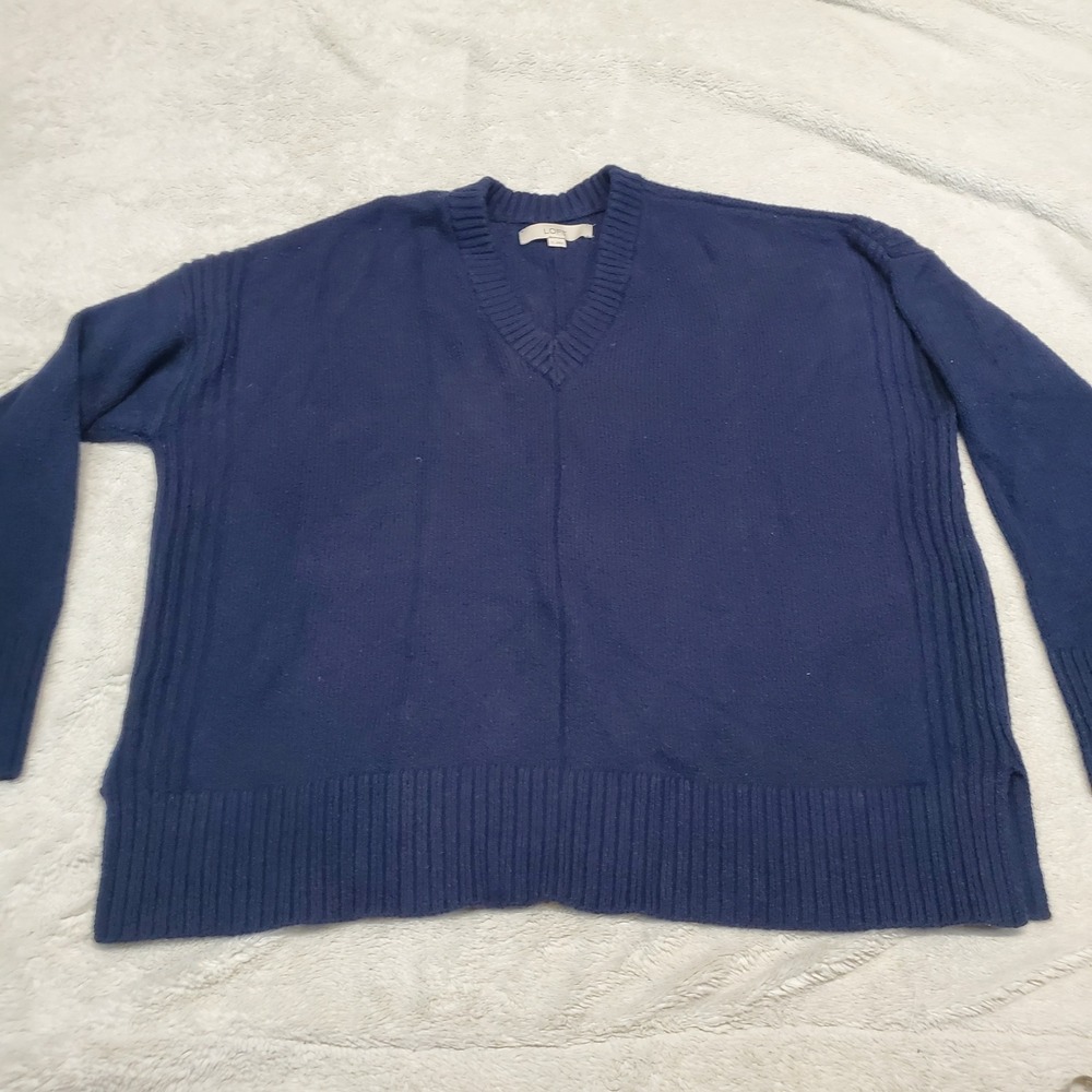 Loft Navy Blue Knit Sweater Women XL Casual Cozy Capsule Classic Basic‎ Simple - Picture 2 of 7